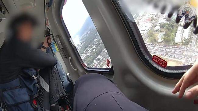 Police spotters in the QGAir Helicopter track an alleged stolen car through the streets of Cairns earlier this year. Picture: Queensland Police