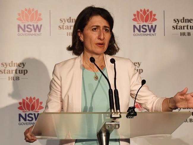 NSW Premier Gladys Berejiklian speaks during a press conference at the official opening of the Sydney Startup Hub in Sydney, Wednesday, February 14, 2018. (AAP Image/Peter Rae) NO ARCHIVING