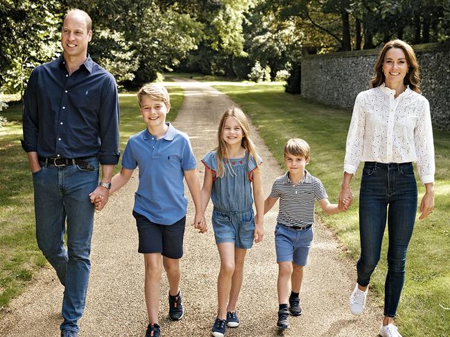 Prince William and Catherine, Princess of Wales have released their family’s official Christmas card image. Picture: AFP /Kensington Palace /Matt Porteous