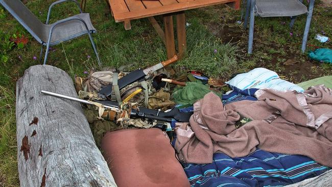 Nathaniel Train's rifle where he was fatally shot by SERT officers during his ‘last stand’.