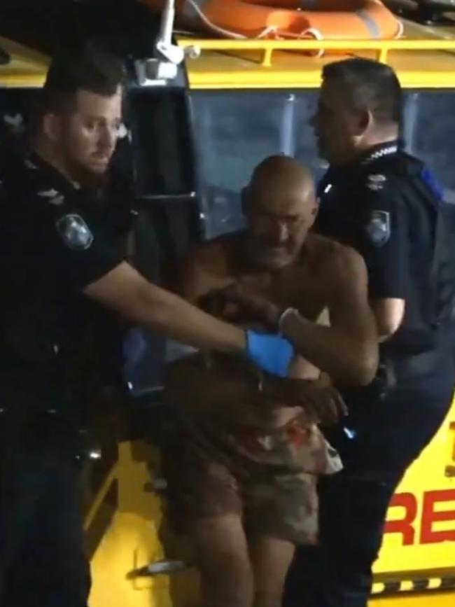 Darren James Barlow was arrested at the scene after setting fire to his ex-friend's boat. Picture: 9News Gold Coast