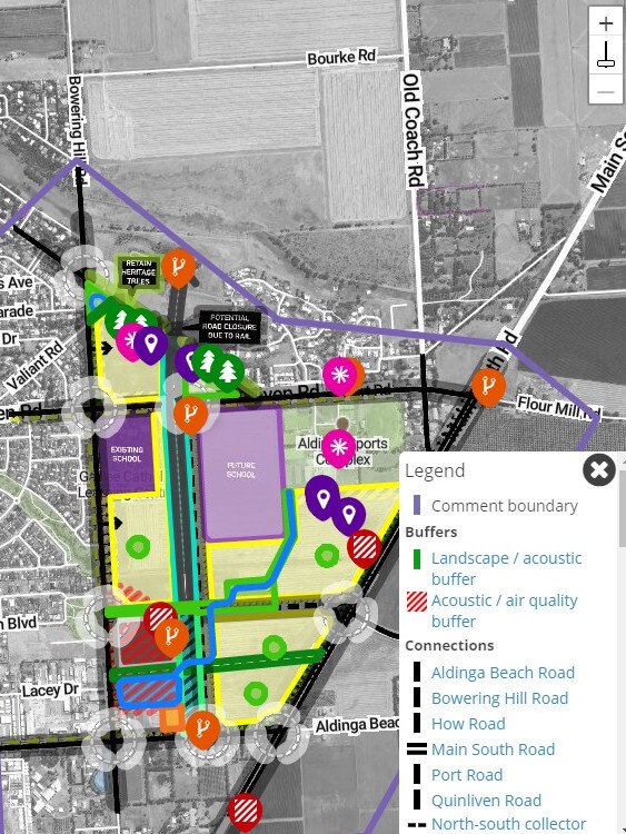 A draft plan of the development of 94ha at Aldinga. Picture: Renewal SA