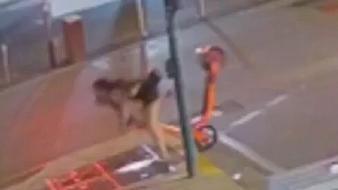 CCTV footage shows a woman faceplanting off a neuron scooter in the Darwin CBD. Picture: Facebook