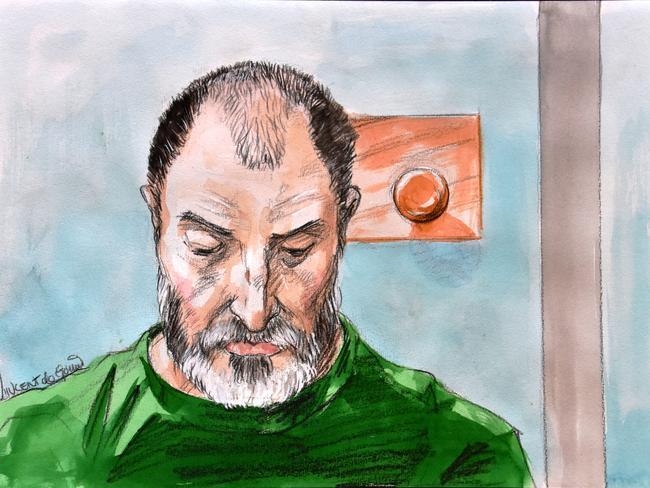 A court sketch of Anthony Sampieri as he appeared via video link at Waverly Court on Monday. Artwork: Vincent de Gouw