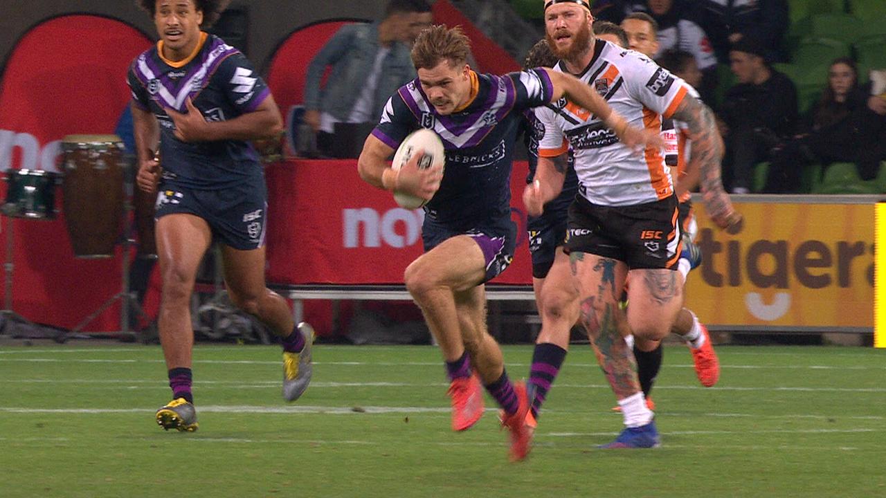 Ryan Papenhuyzen runs in for his try