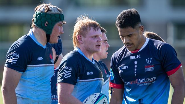 Waratahs player Jack Barrett celebrating after scoring in last year’s series.