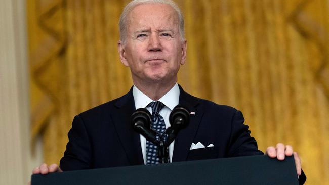 US President Joe Biden speaking a short time ago. Picture: Brendan Smialowski/AFP