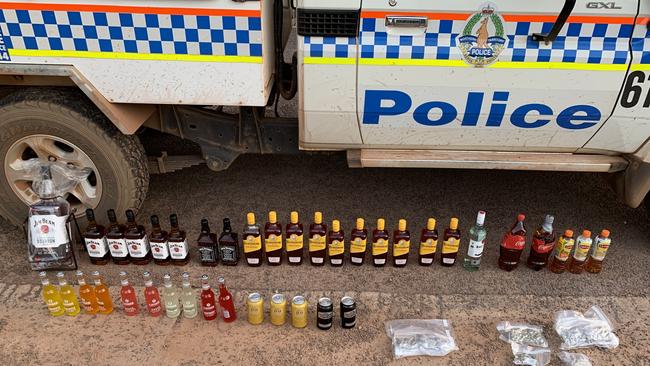 Northern Territory Police seized a quantity of liquor and cannabis destined for alcohol protected areas. Supplied: NT Police