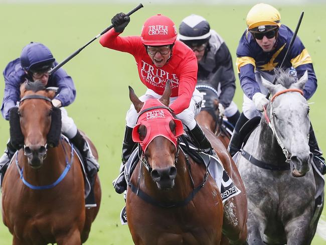 SYDNEY, AUSTRALIA - OCTOBER 14:  Kerrin McEvoy on Redzel wins race 7 The Everest during The Everest Day at Royal Randwick Racecourse on October 14, 2017 in Sydney, Australia.  (Photo by Mark Evans/Getty Images)