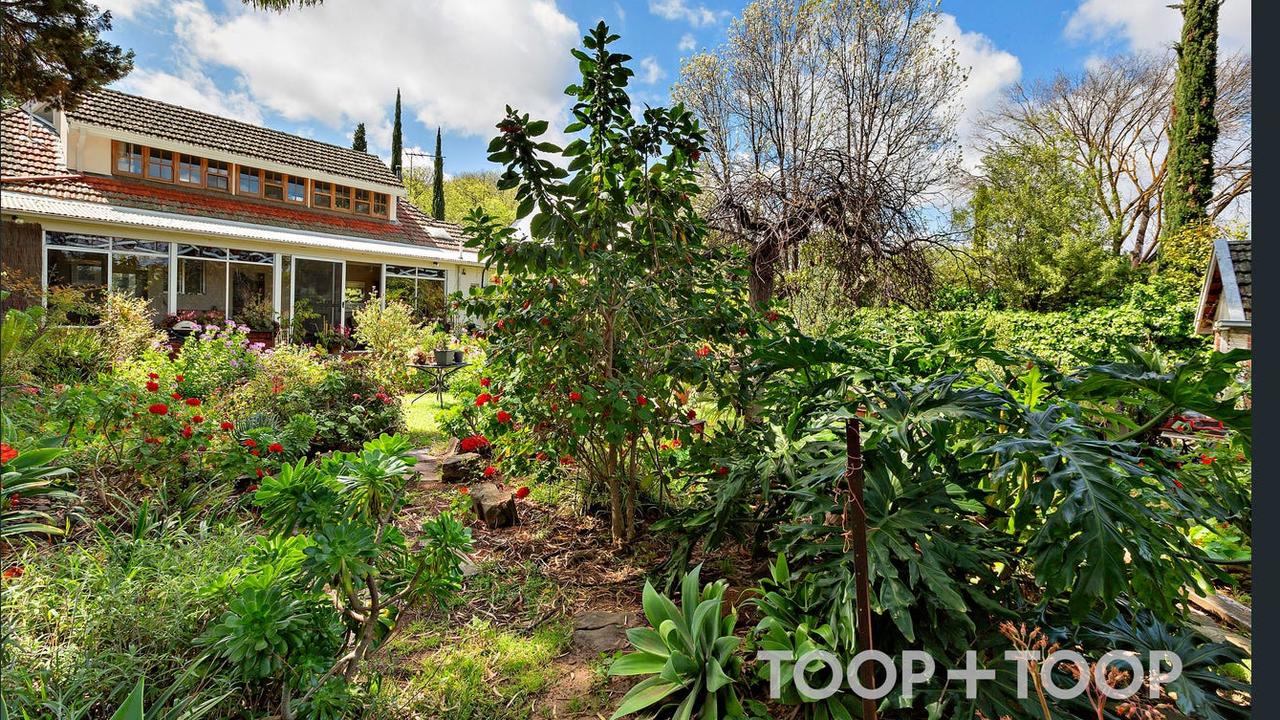 Rear facade and gardens of the original home. Picture: Toop+Toop