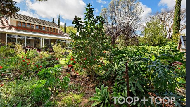 Rear facade and gardens of the original home. Picture: Toop+Toop