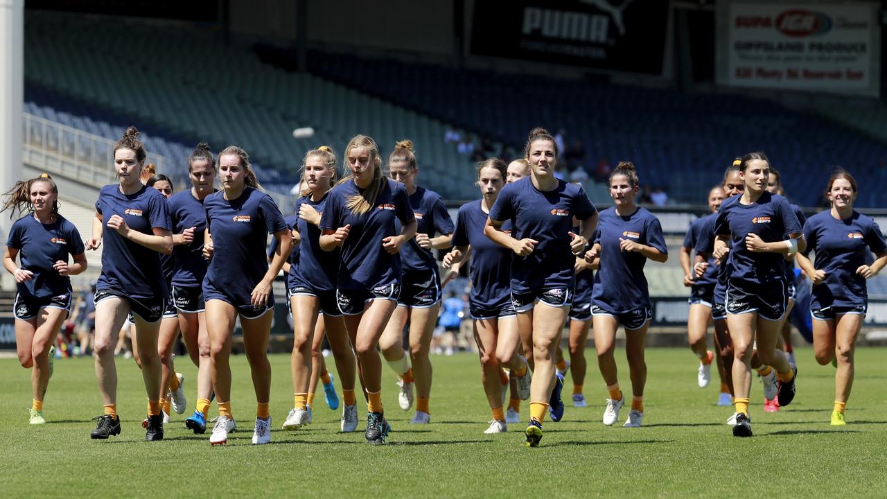 Carlton and Collingwood AFLW teams will face off in Perth. Picture: Getty Images