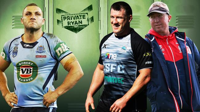 Robbie Faraha and Paul Gallen feature in Private Ryan.