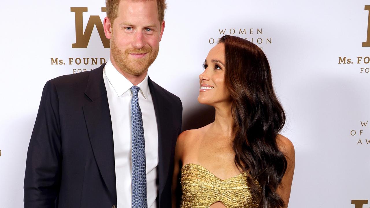 Harry and Meghan at the Ms Foundation Women of Vision Awards before the pursuit took place. Picture: Kevin Mazur/Getty Images