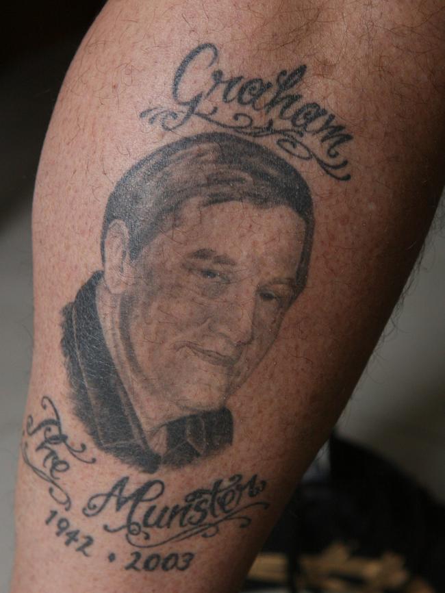 Mick Gatto’s memorial tattoo for his mate Kinniburgh.