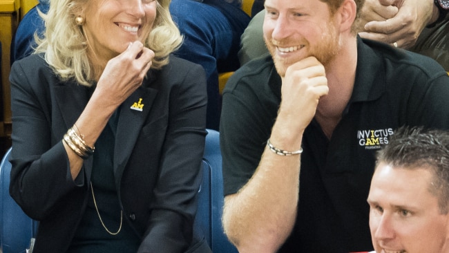 Jill Biden and Prince Harry attend the wheelchair basketball final on day 8 of the Invictus Games Toronto 2017 on September 30. Picture: Getty