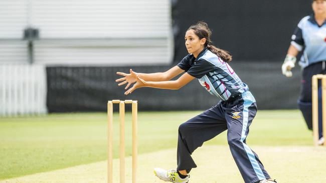 Sierra Jeh in the first grade cricket game between Valley and Western Suburbs at Allan Border Field, Saturday, January 11, 2020 (AAP Image/Richard Walker)