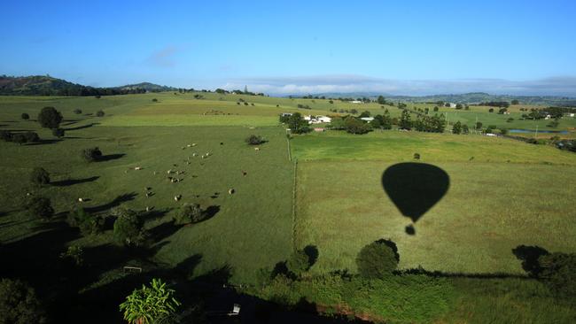 A balloon shadow over the Lockyer Valley. Picture: Tim Marsden