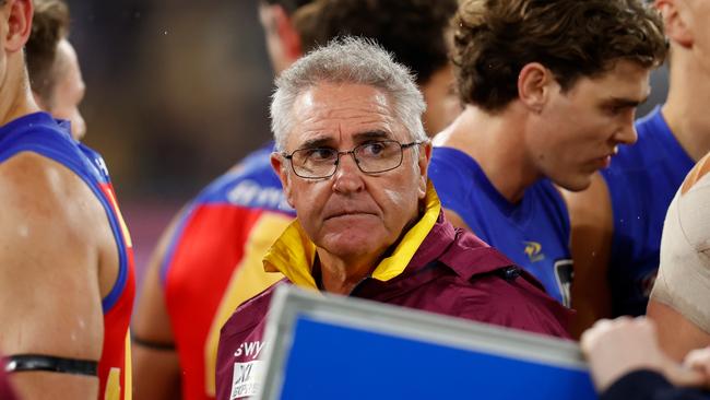 MELBOURNE, AUSTRALIA - SEPTEMBER 16: Chris Fagan, Senior Coach of the Lions looks on during the 2022 AFL First Preliminary Final match between the Geelong Cats and the Brisbane Lions at the Melbourne Cricket Ground on September 16, 2022 in Melbourne, Australia. (Photo by Michael Willson/AFL Photos via Getty Images)