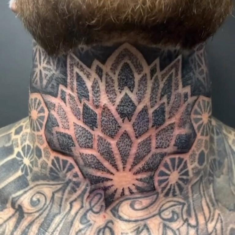 Former NRL star Josh Dugan's latest neck tattoo.