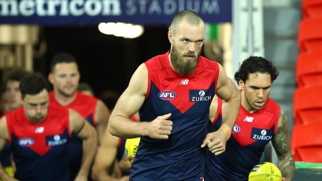 Max Gawn is back to lead his team against St Kilda on Saturday. (Photo by Jono Searle/AFL Photos/via Getty Images)