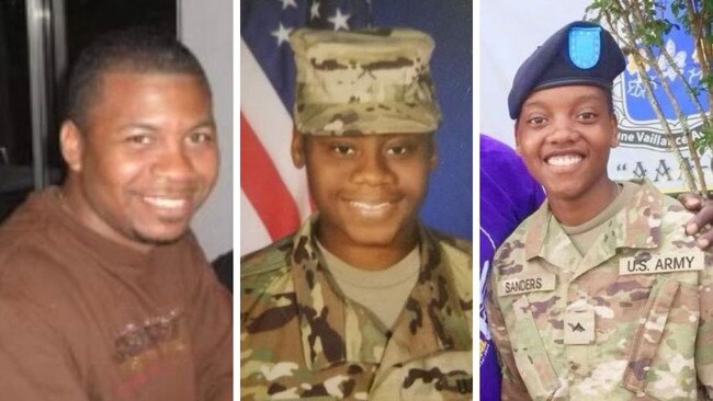 The soldiers killed im the drone incident (from left): Sergeant William Jerome Rivers, Specialist Breonna Alexsondria Moffett and Specialist Kennedy Ladon Sanders.