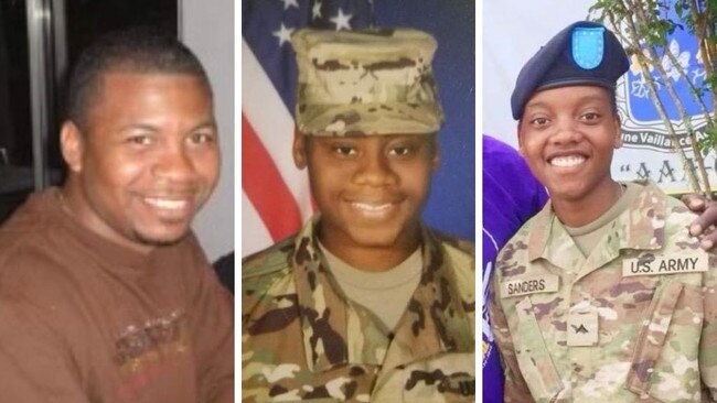 The soldiers killed im the drone incident (from left): Sergeant William Jerome Rivers, Specialist Breonna Alexsondria Moffett and Specialist Kennedy Ladon Sanders.