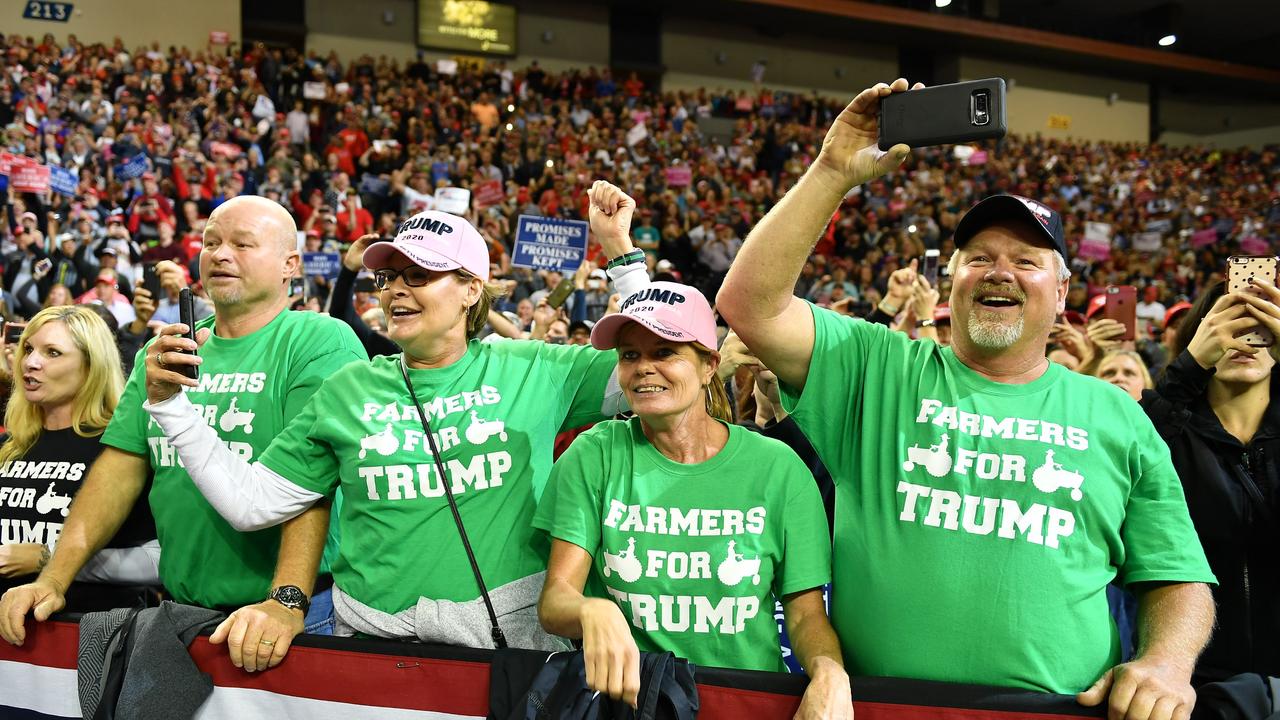 Supporters cheer as US President Donald Trump speaks at a "Make America Great Again" rally at the Mid-America Center in Council Bluffs, Iowa. Picture: AFP