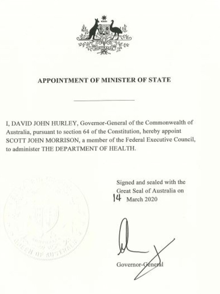 The instruments by which the then Prime Minister, the Hon Scott Morrison MP, was appointed to portfolios other than the Department of the Prime Minister and Cabinet during 2020 and 2021.