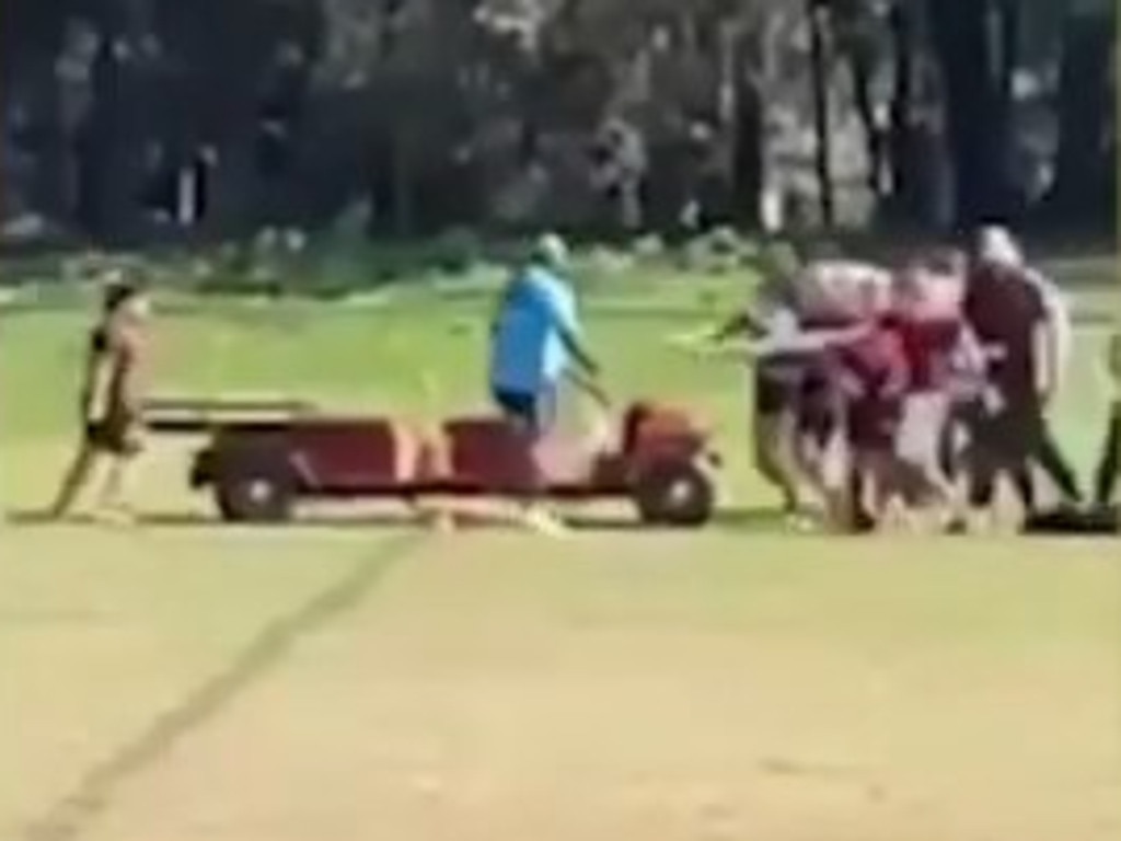 A screenshot from video footage of the brawl. Picture: 7News