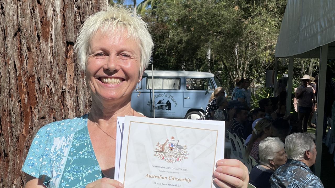 Sue McNally at the Australia Day ceremony at the Botanic Gardens in Coffs Harbour. Picture: Matt Gazy