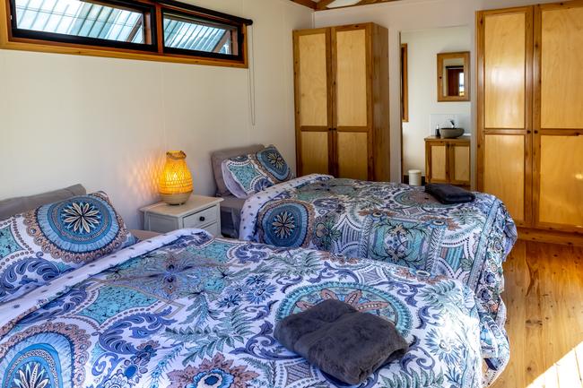 The Mount Jukes Eco Resort, built from scratch by yoga aficionado David Deakin, holds glamping tents and a half-moon shaped house that face Mt Jukes and Mr Deakin says the â€œenergyâ€ of the property has to be experienced to be understood. Picture: Contributed