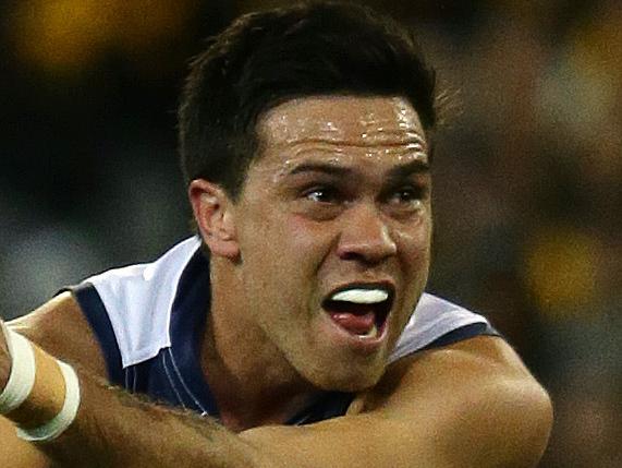Melbourne , Australia - September 20th, Preliminary Final, Geelong v Hawthorn at the MCG. Pic George Salpigtidis. Geelong's Allen Christensen goal in the first quarter.