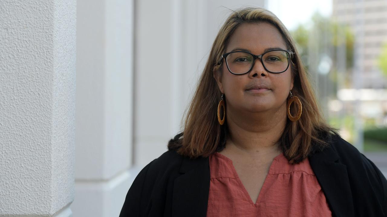 Acting Children's Commissioner Nicole Hucks outside parliament after the NT government announced it would raise the age of criminal responsibility. Picture: (A)manda Parkinson