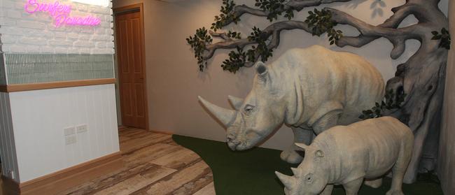 Lifesize replica rhinos at new Surfers Paradise venture White Rhino. Picture Mike Batterham