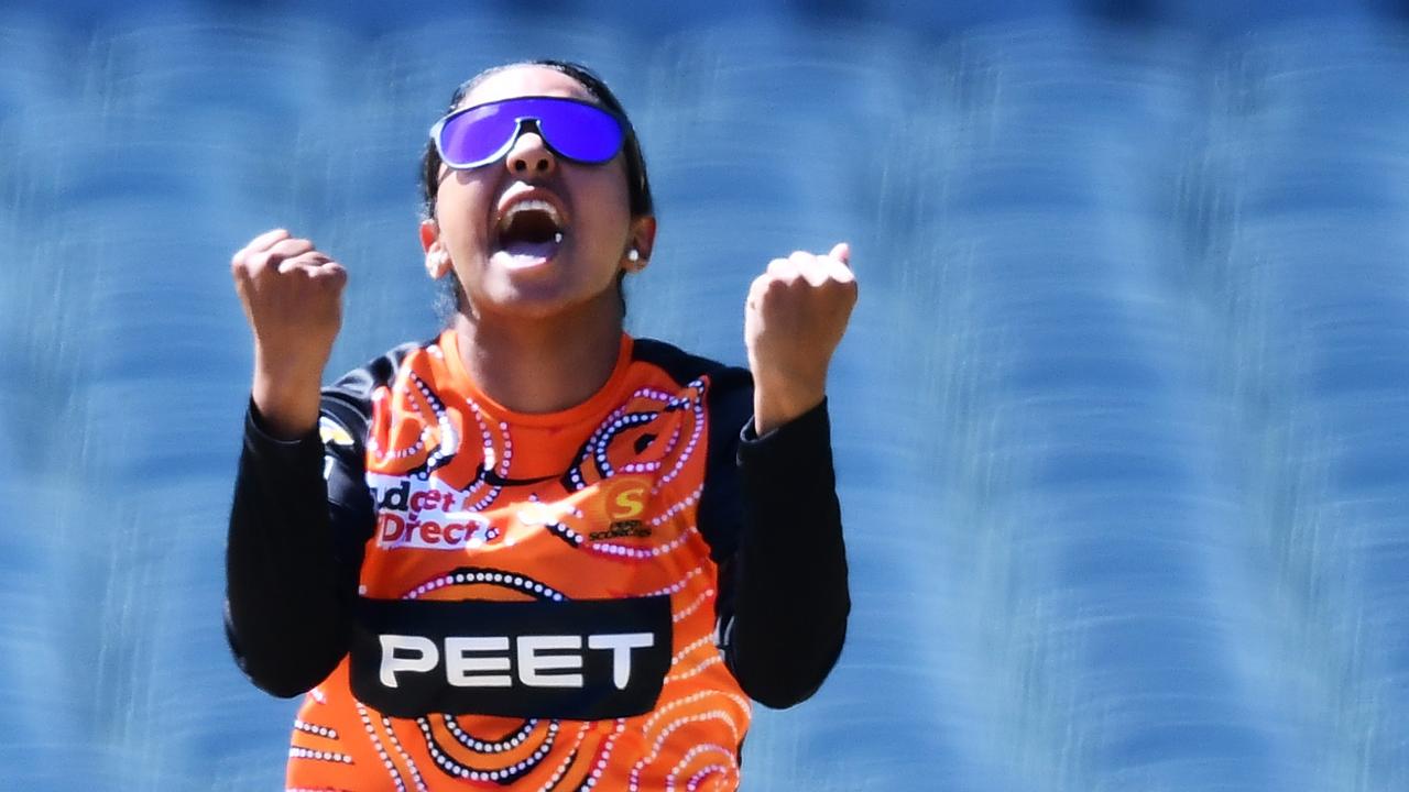 Aussie star Alana King celebrates a wicket in the WBBL.