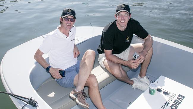 James Hunt and Michael Blanch at the Sanctuary Cove Boat Show. Picture: Glenn Campbell