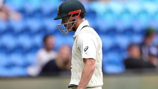 David Warner was noticeably disappointed as he walked from the ground. Picture: Getty Images