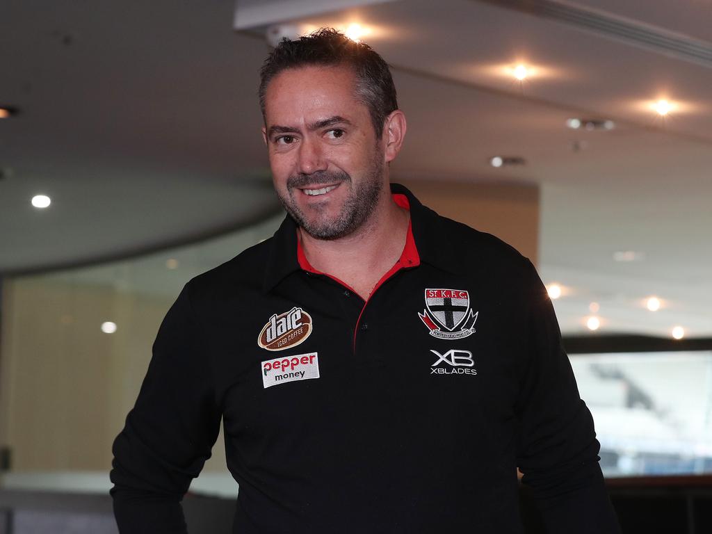 St Kilda football manager Simon Lethlean has a big smile for a reason.