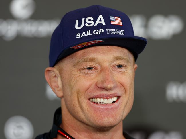 SINGAPORE, SINGAPORE - JANUARY 13: Driver Jimmy Spithill of Team United States fields questions during a press conference ahead of the Singapore Sail Grand Prix at East Coast Park on January 13, 2023 in Singapore. (Photo by Yong Teck Lim/Getty Images)