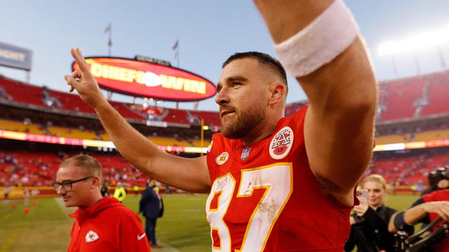 Travis Kelce waves to fans after a game against the Los Angeles Chargers last weekend. (Photo by David Eulitt/Getty Images via AFP)