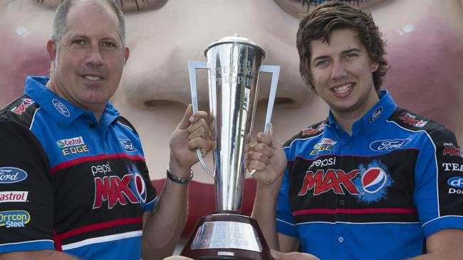 Chaz Mostert and Paul Morris of Ford Performance Racing in Sydney after winning the Supercheap Auto Bathurst 1000, Event 11 of the 2014 Australian V8 Supercar Championship Series at the Mount Panorama Circuit, Bathurst, New South Wales, October 13, 2014.