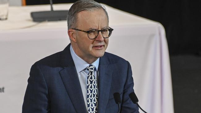 Prime Minister Anthony Albanese addresses the Jobs and Skills Summit at Parliament House on September 1, in Canberra. Picture: Martin Ollman/Getty Images