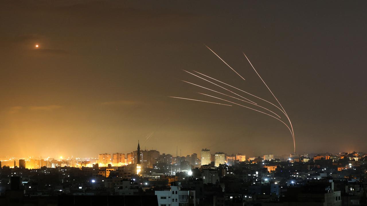 Pictures show rockets fired towards Israel from Beit Lahia in the northern Gaza Strip. picture: Anas Baba/AFP