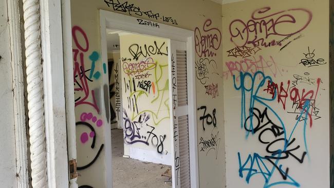 Inside the vandalised house in a prime Beach Rd, Beaumaris location. Picture: Shaun Campbell