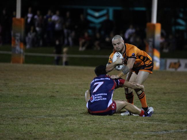Israel Folau makes his Rugby League Gold Coast debut for Southport Tigers against defending champions Runaway Bay at Owen Park, Southport. Pic Mike Batterham