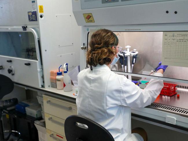 A scientist pictured working at Oxford Vaccine Group's laboratory facility at the Churchill Hospital in Oxford. Picture: AFP