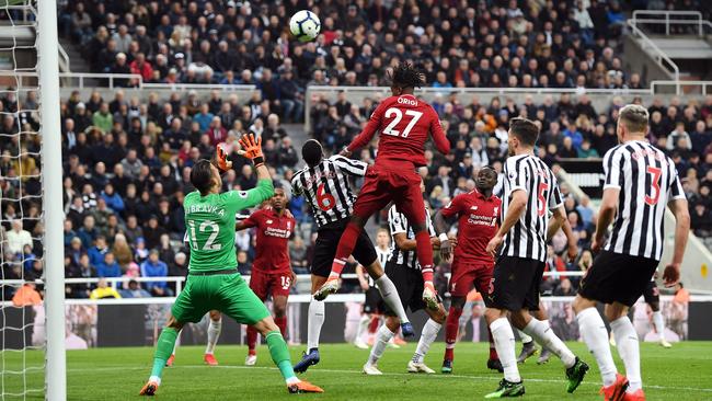 Liverpool’s Divock Origi scores against Newcastle at St James Park