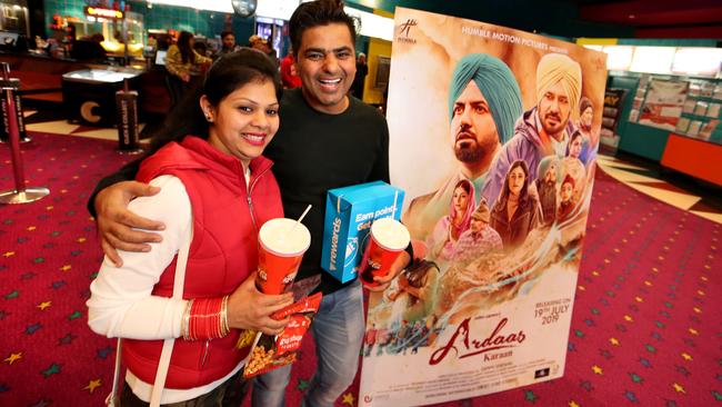 Ramadeep Kaur and Bhupinber Chauhan ahead of the screening of Bollywood film <i>Ardass Karan</i>. Picture: David Geraghty