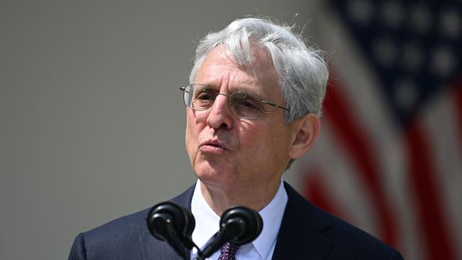 US Attorney-General Merrick Garland at the Rose Garden event. Picture: AFP